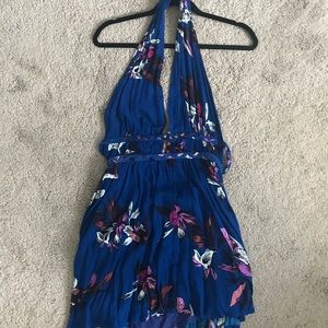 Tropical print halter dress